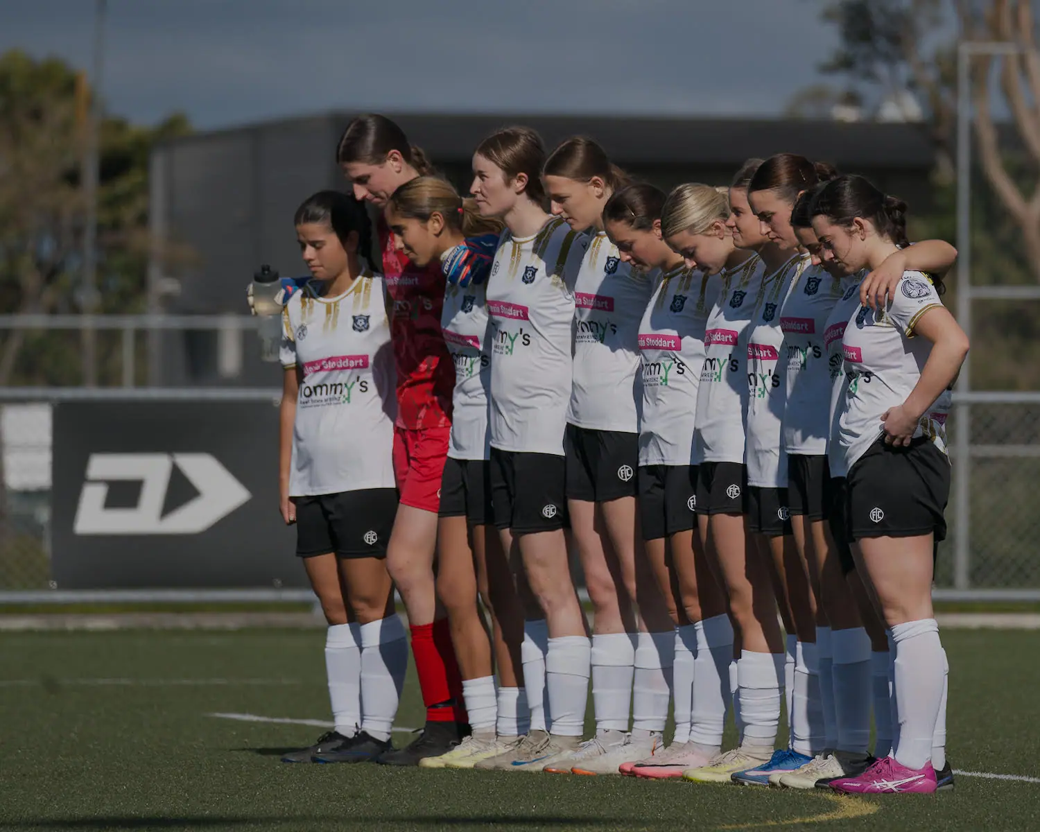 Miramar women's Central League football team lined up before kick-off